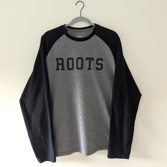 Roots Long Sleeve Crewneck Logo Spellout Shirt Thick Baseball Athletics - Picture 1 of 10